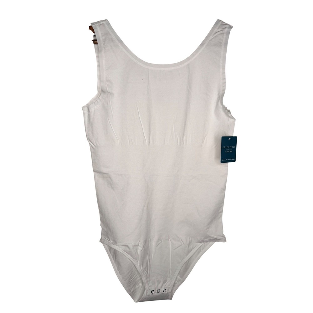 Essentials by Tummy Tank white cotton full back Body suit TT5-032 Sz 1X/2X - Picture 5 of 7